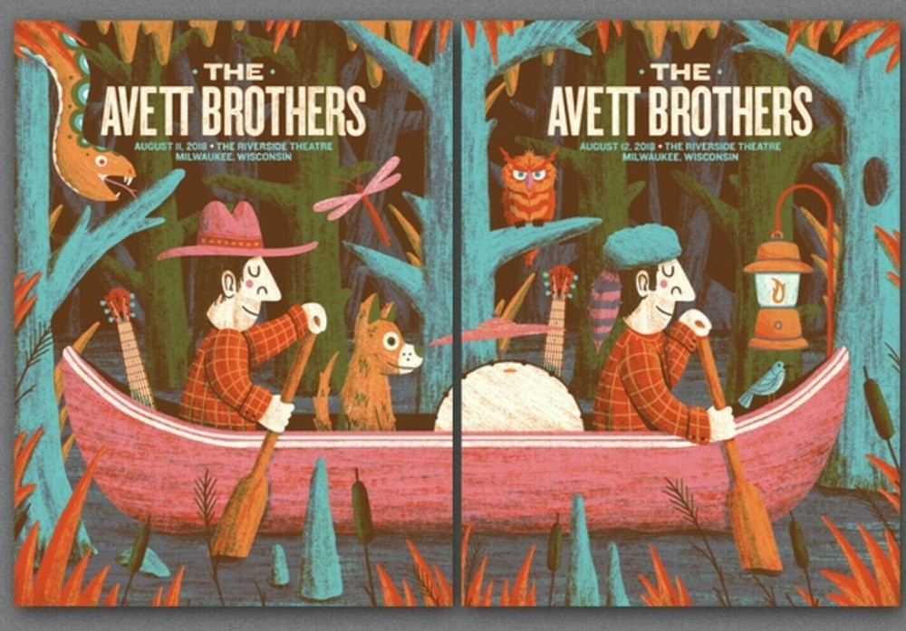Avett Brothers Milwaukee WI AUG 11/12th 2018 Poster Set BOTH NIGHTS S/N AP #/45