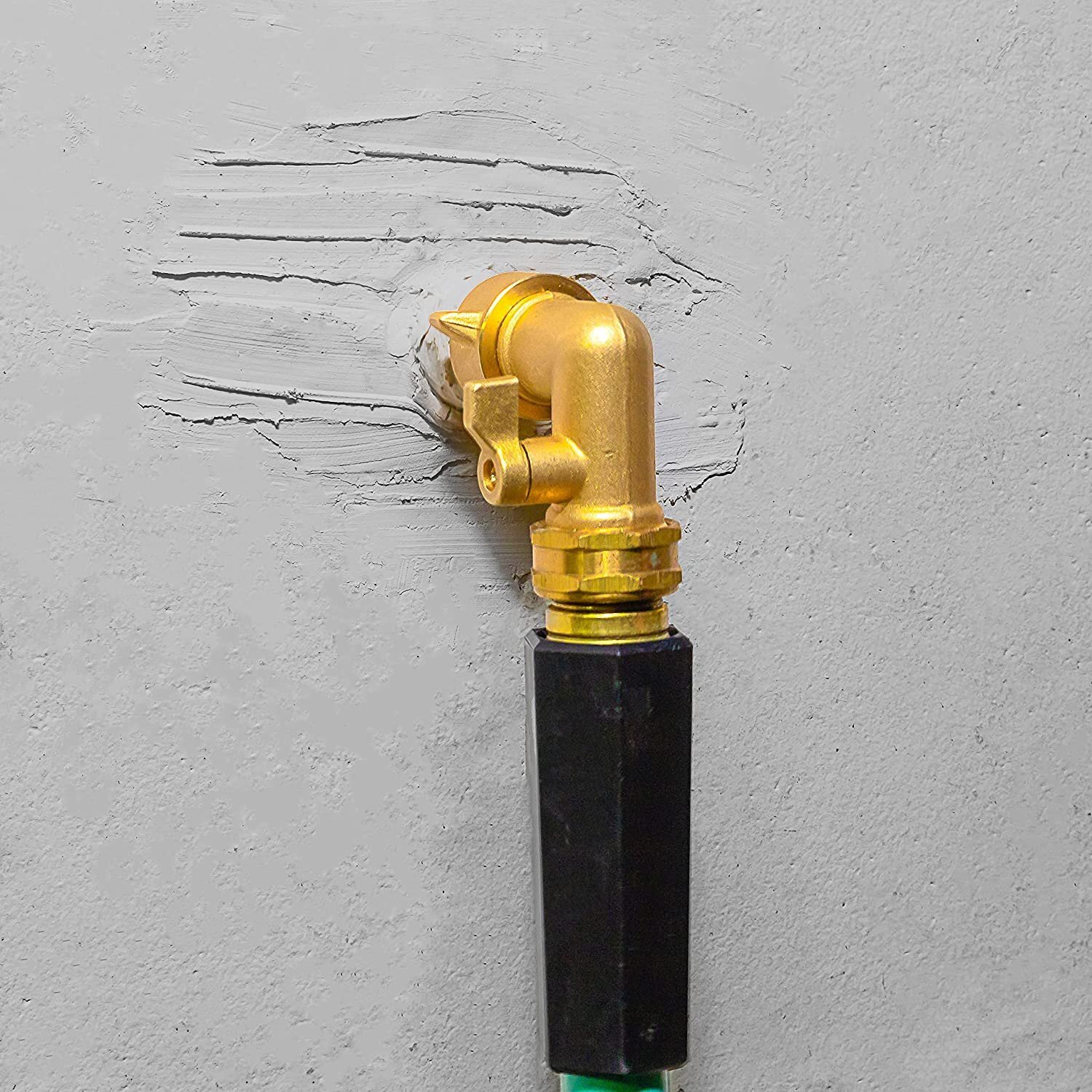 Morvat Brass 90 Degree Hose Elbow with ON/OFF Shutoff Valve