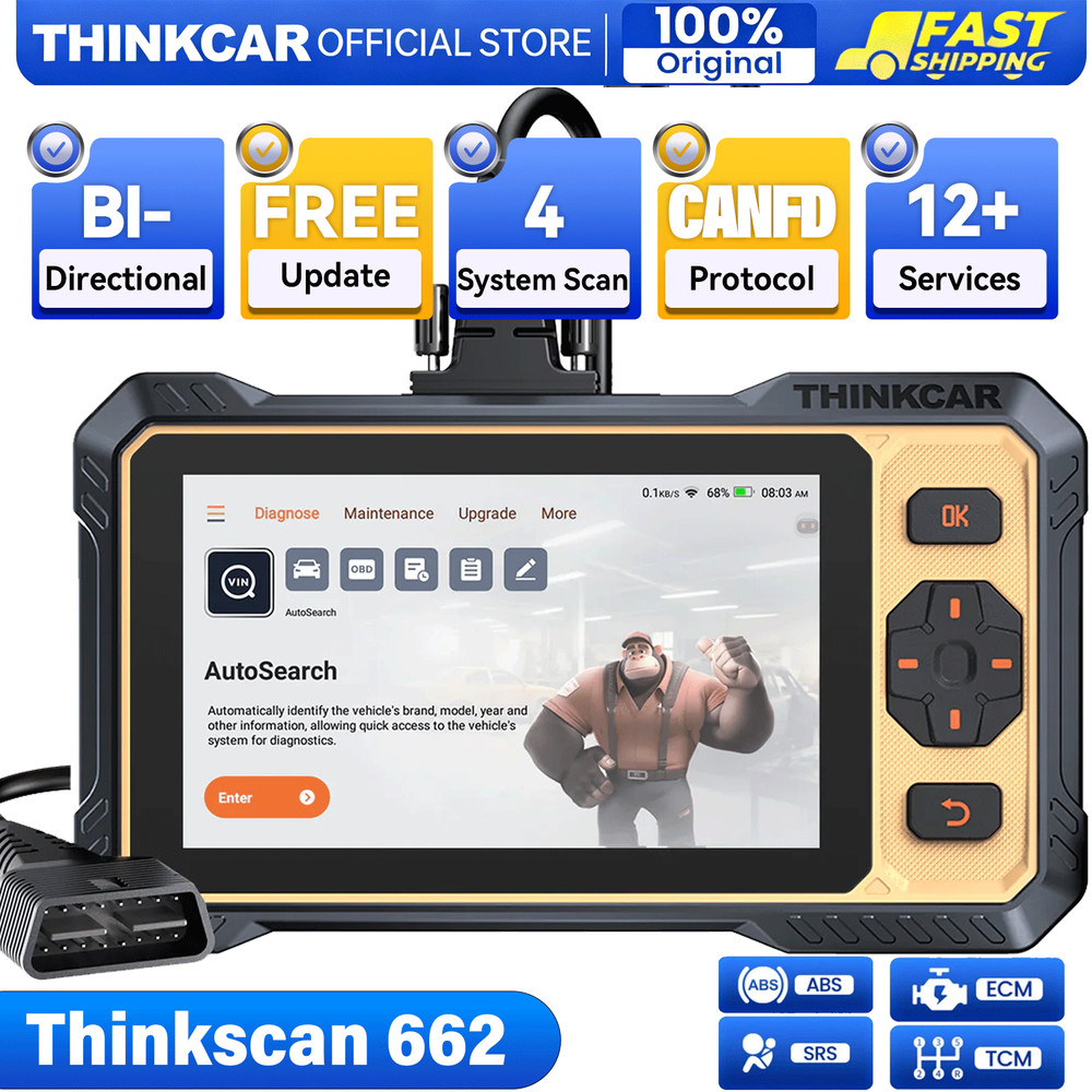 ThinkScan 662 ABS SRS Engine Drivetrain System OBD2 Diagnostic Tool Action Test