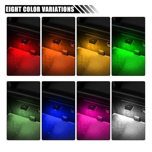 2 Pcs Mini USB LED Ambient Light, Adjustable 8 Colors RGB Dynamic Gradient