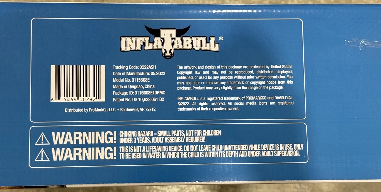 Over 7 FT, Inflatabull Inflatable Ride On Rodeo Bull Pool Toy Float Ages 9+ New