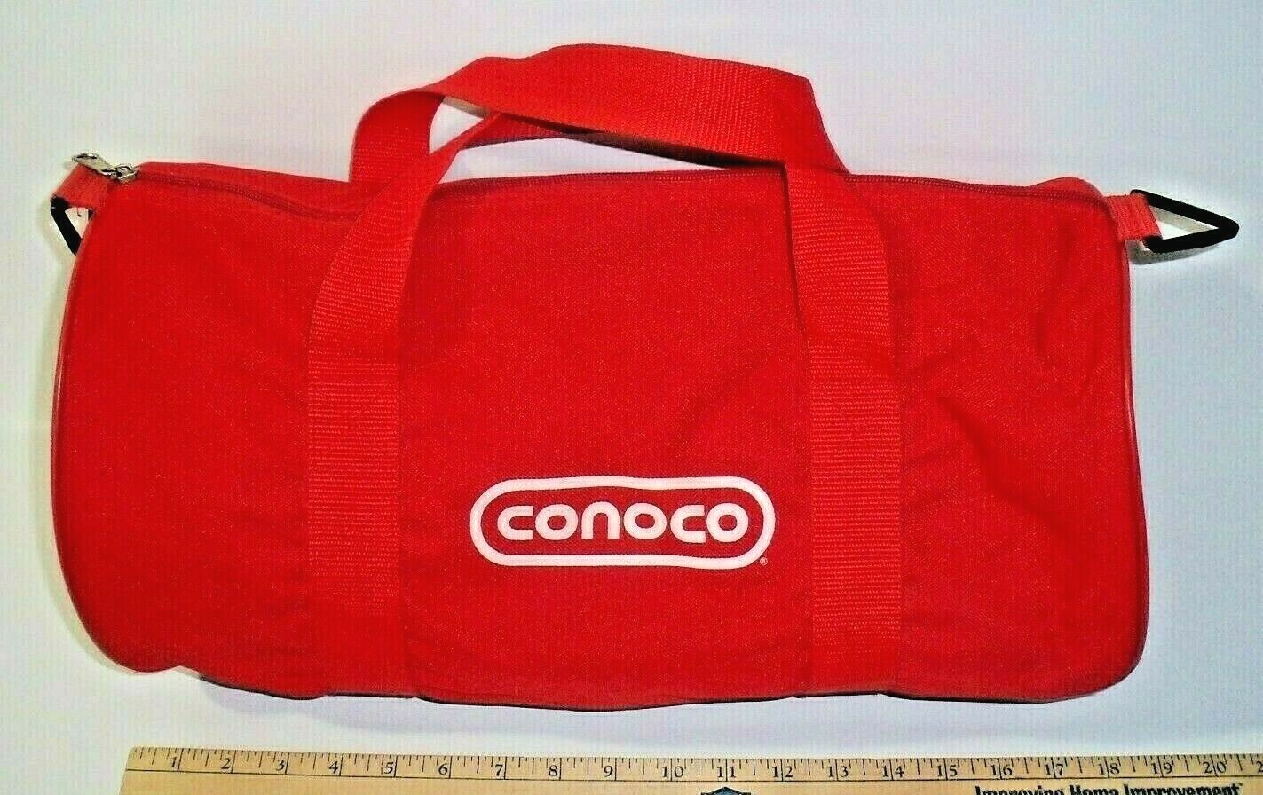 Vintage Conoco Red Canvas Duffle Gym Bag, Rare!