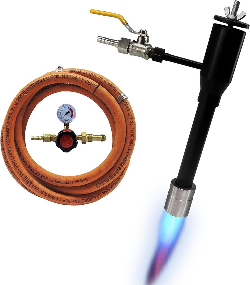 Propane Forge Single Burner Kit For Blacksmithing-With Hose Valve & Regulator