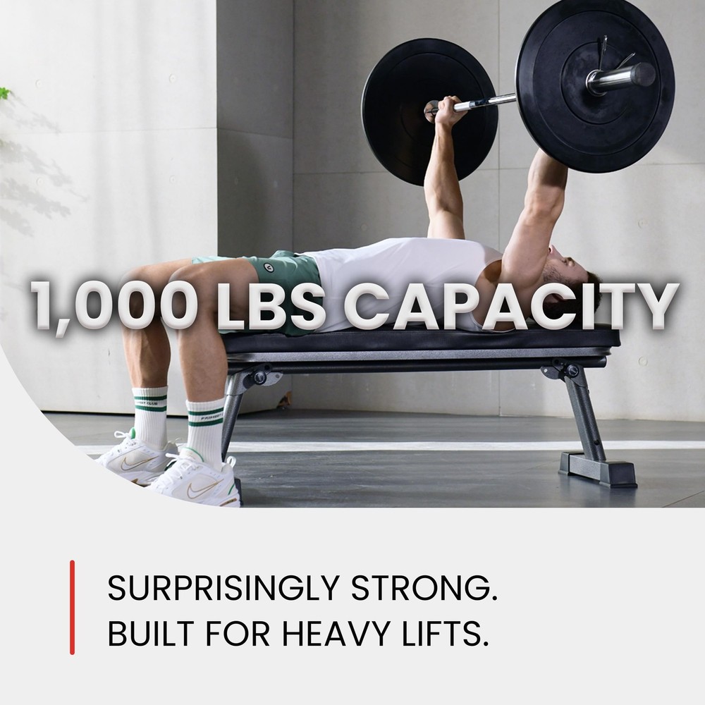 Finer Form Gym Quality Foldable Flat Bench for Multi-Purpose Weight Training ...