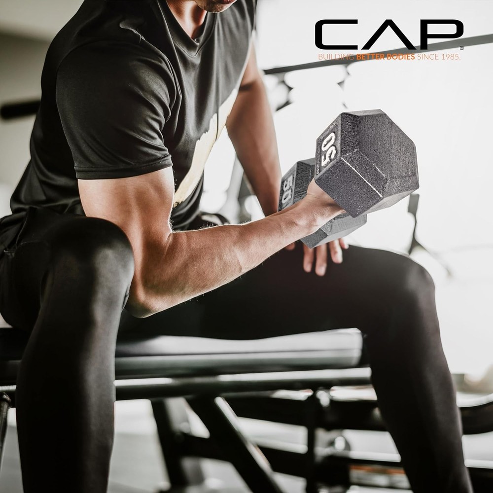 CAP Barbell Cast Iron Hex Dumbbell | Multiple Options 15 lb, Gray, Single
