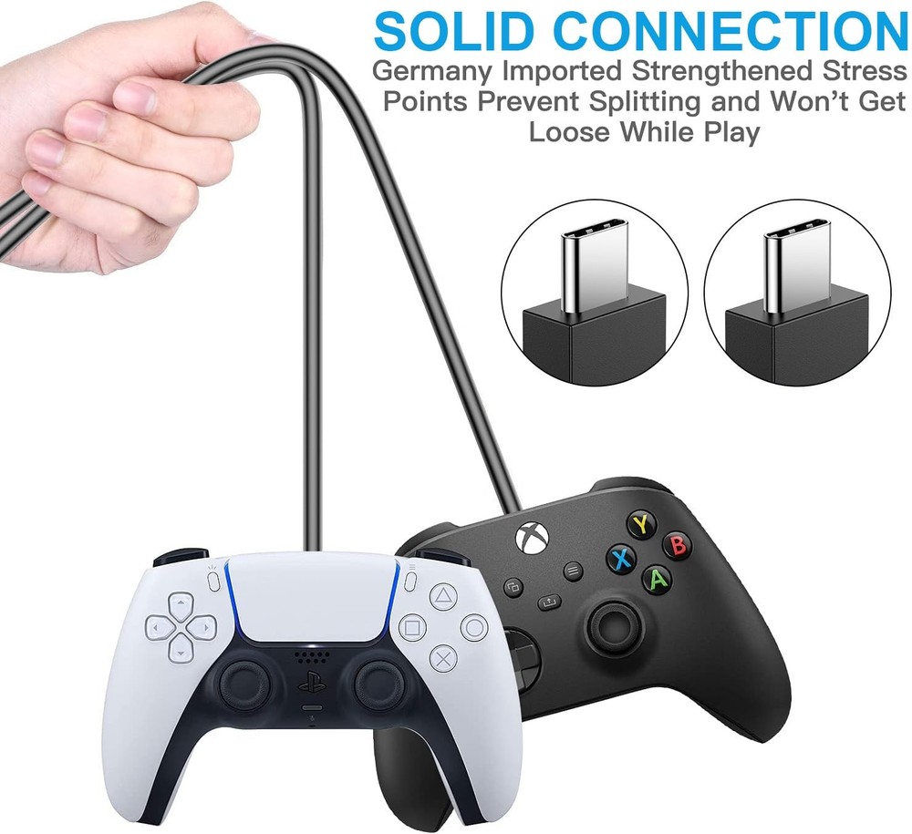 PS5 Controller Charger – 2 Pack 5FT OEM Original 3A Fast Charging Cable USB C