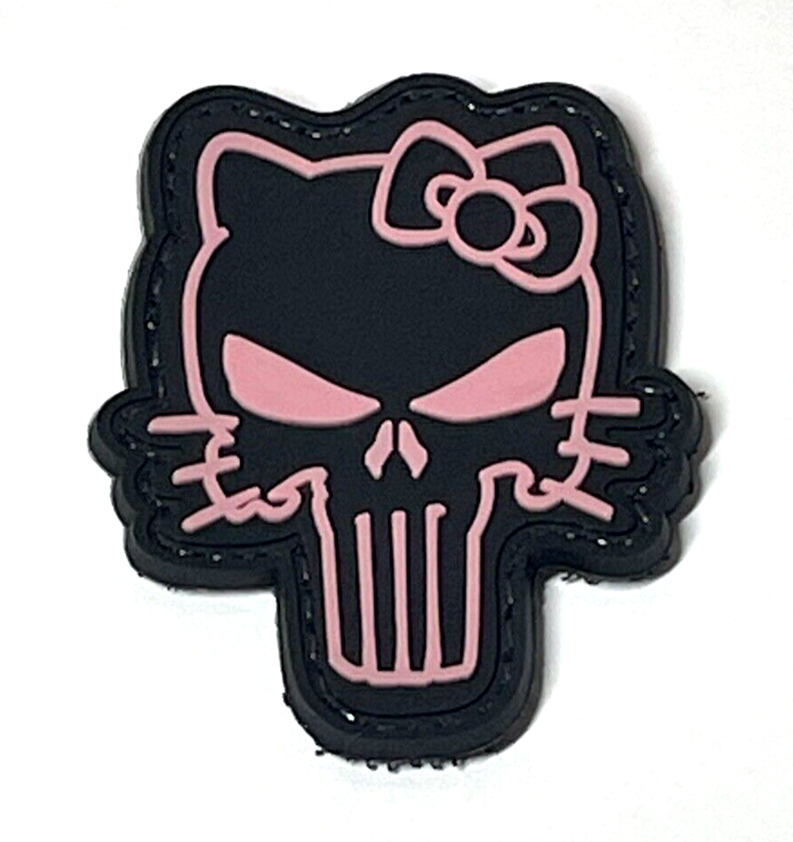 Hello Kitty Tactical Morale Patch, PVC Hello Kitty Gun Rubber Patch Hook Backed