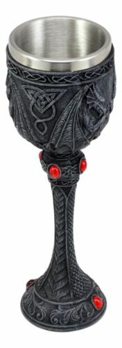 Medieval Wizard's Blood Alchemy Tall Twin Dragons Wine Goblet Chalice 6oz