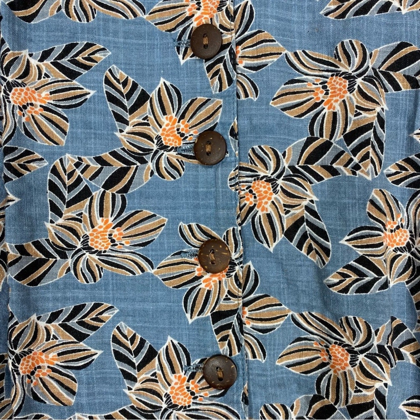 ModCloth Floral Button Front Skirt Size 28 Blue Lined
