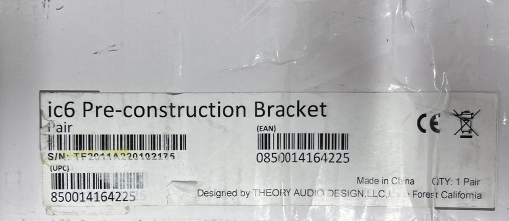 Theory Audio Brackets IC6 Pre-Construction Brackets Pair