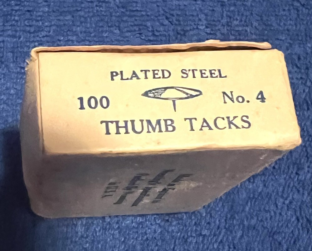 Vintage NOESTING No. 4 Solid Head Steel Plated Thumb Tacks (1/2”)