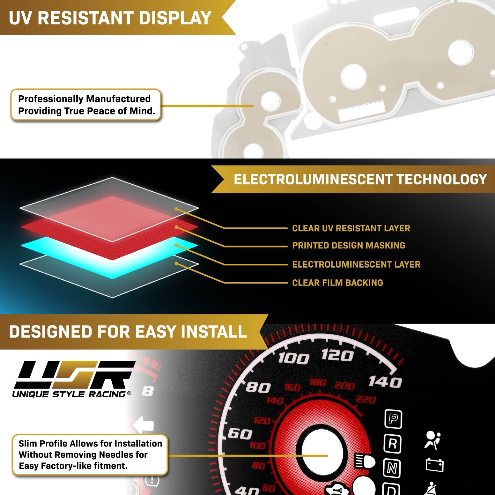 BLUE/GREEN Glow Gauge White Overlay For 99-04 Ford Mustang V6 120MPH Cluster