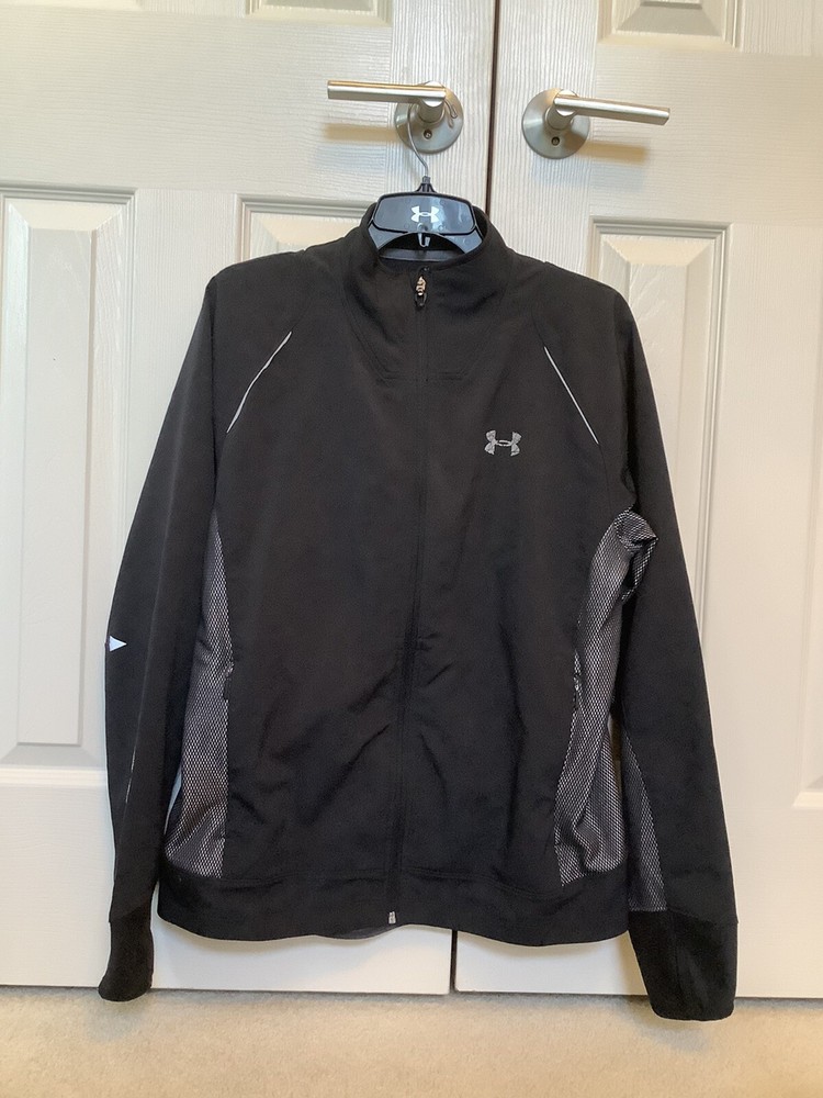 Under Armour Cold Gear Impulse Running Jacket Black And Gray Mens Medium Regular