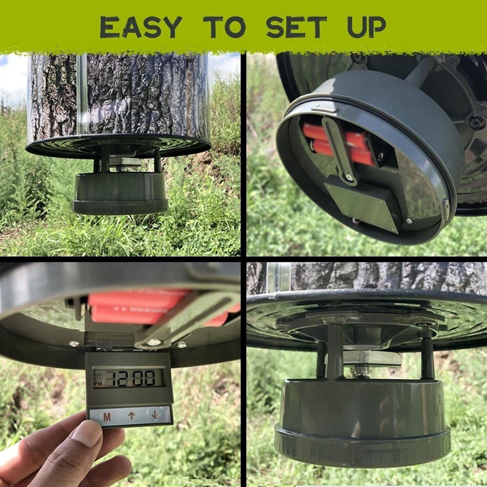 Deer Feeder Timer Kit All-in-ONE Digital Timer Metal Spin Plate Easy Setup Black