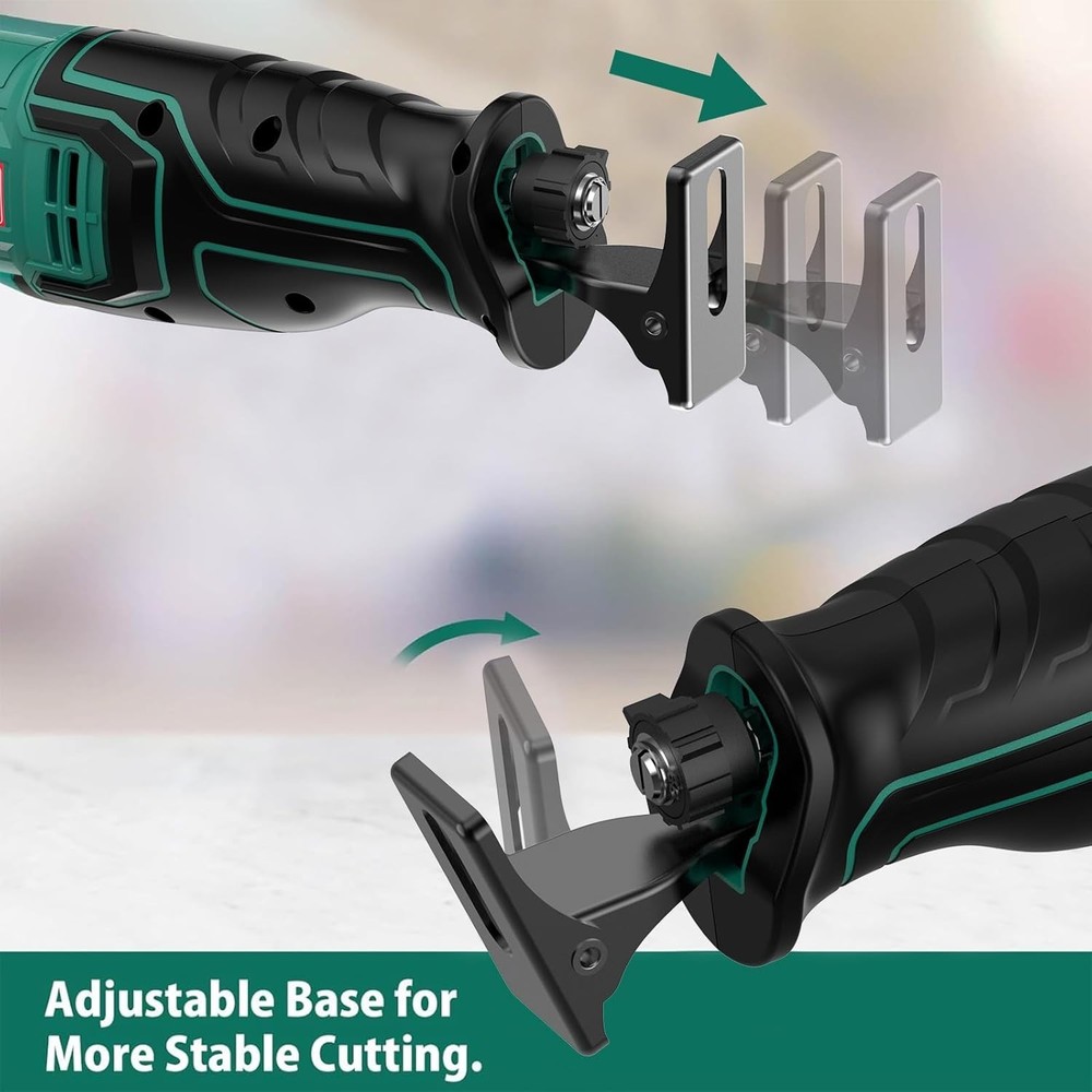 Compact 720W Corded Reciprocating Saw with Variable Speed Control - Green/Black