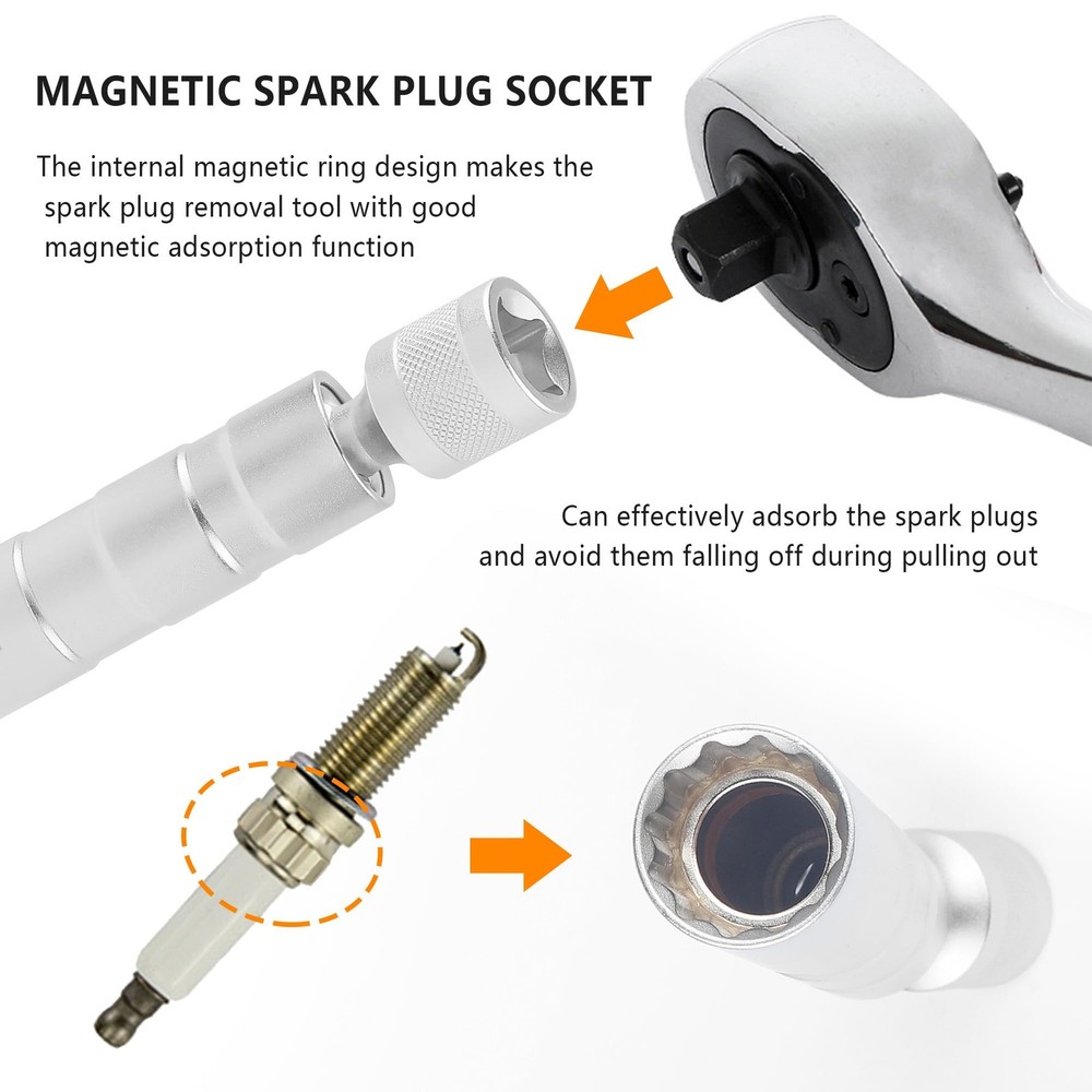 14mm Spark Plug SocketMagnetic Spark Plug Socket with 12 Point & 3/8" Drive36...