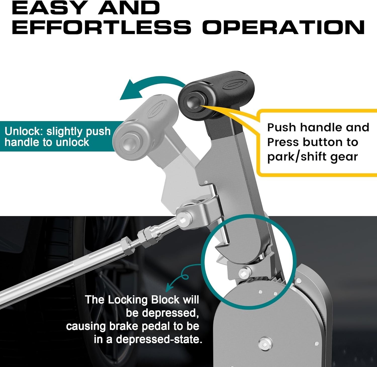 Fixed Hand Controls for Disabled Drivers, Push/Pull Car Pedal Assist Device