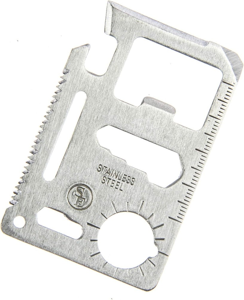 11-Function Stainless Steel Survival Pocket Tool – Credit Card Size + Case