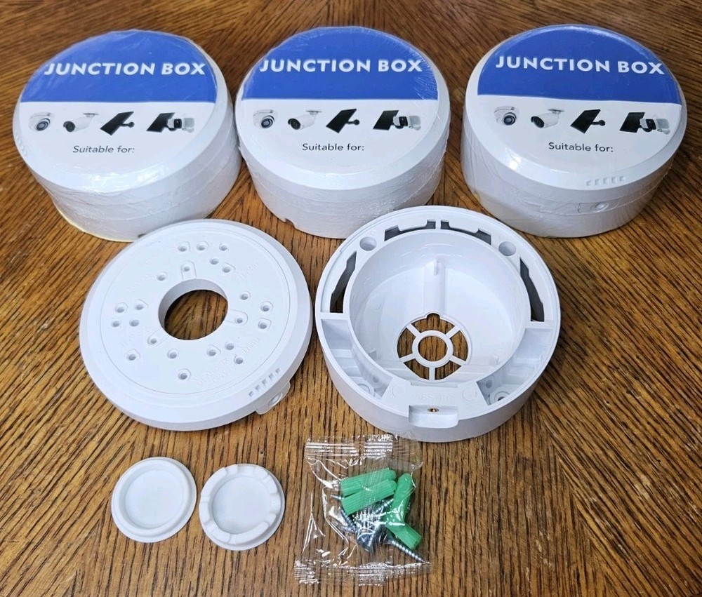 4pk-Security Camera Junction Boxes, White, Hardware Included, NEW