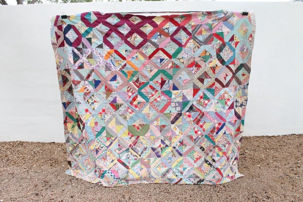 Antique Crazy Abstract Heirloom Patchwork Quilt