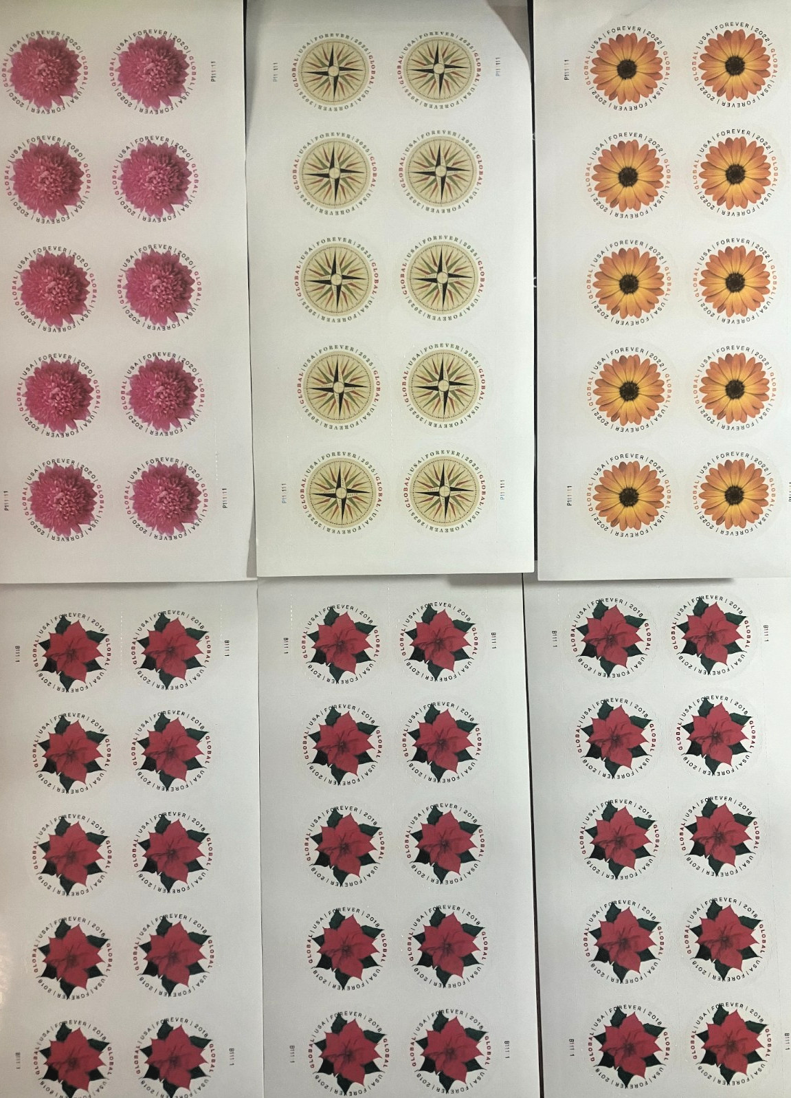 GLOBAL COMPASS - 50 TOTAL (5 SHEETS OF 10) MIXED