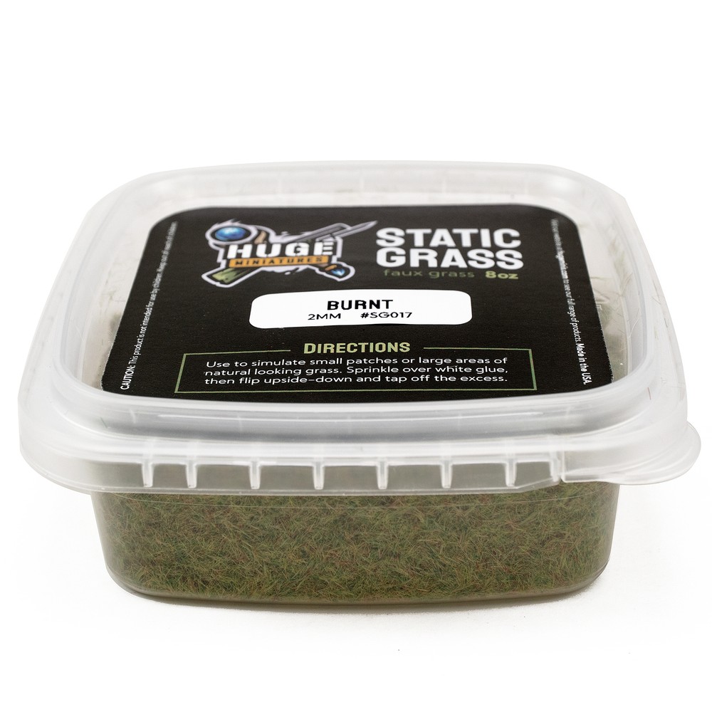 Huge Miniatures Static Grass, Burnt Green 2mm Summer Fall – 8oz Container