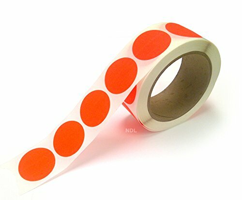 Color Coding Stickers, 500 Labels per Roll, Orange Fluorescent, 1.5" Round