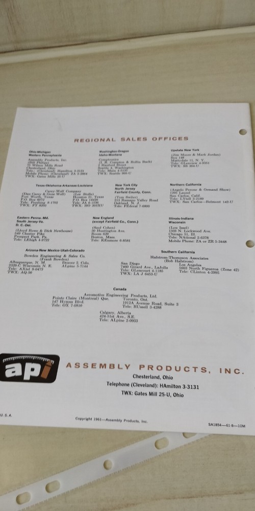 1961 ~ API ~Meter Relays ~ Sales Brochure / Catalog