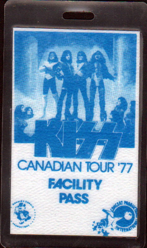 KISS CANADIAN TOUR 1977 FACILITY PASS Backstage Pass UNUSED