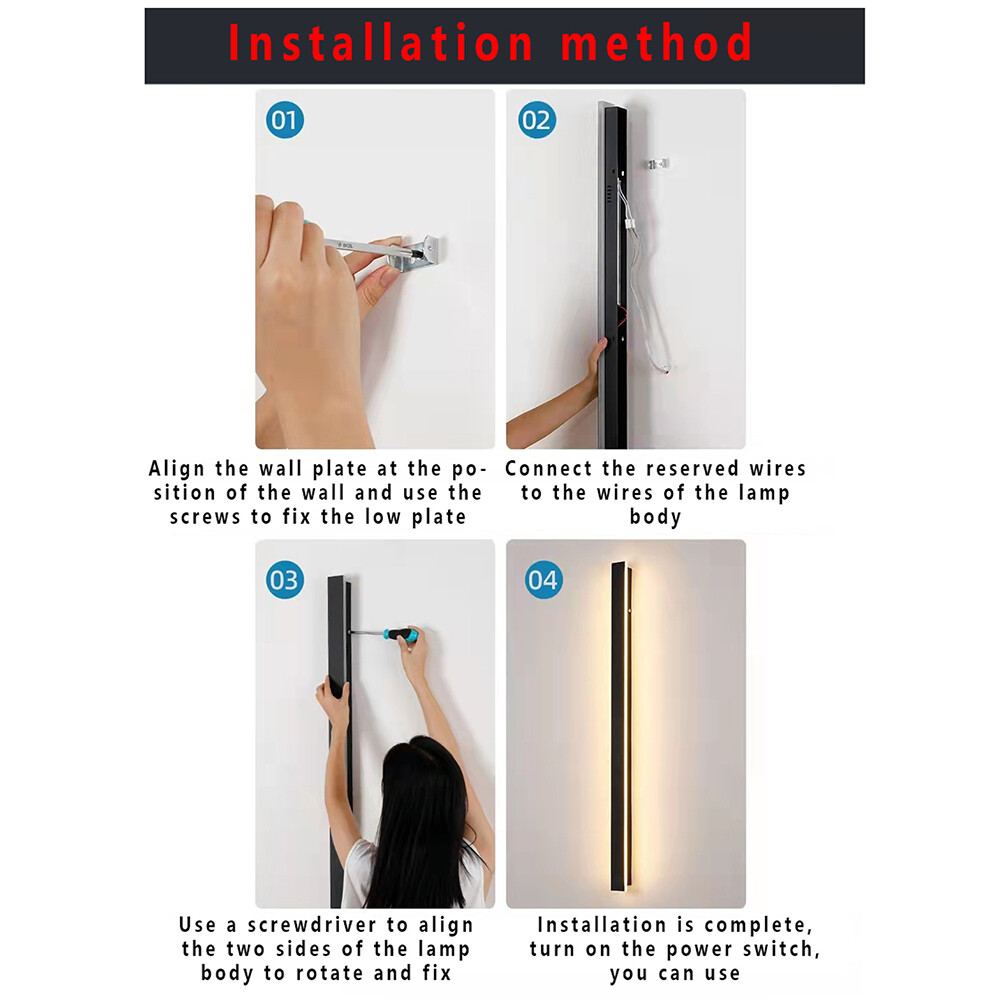 LED Wall Light Sconce Waterproof Outdoor Modern Lamp Exterior Lights Long Strip