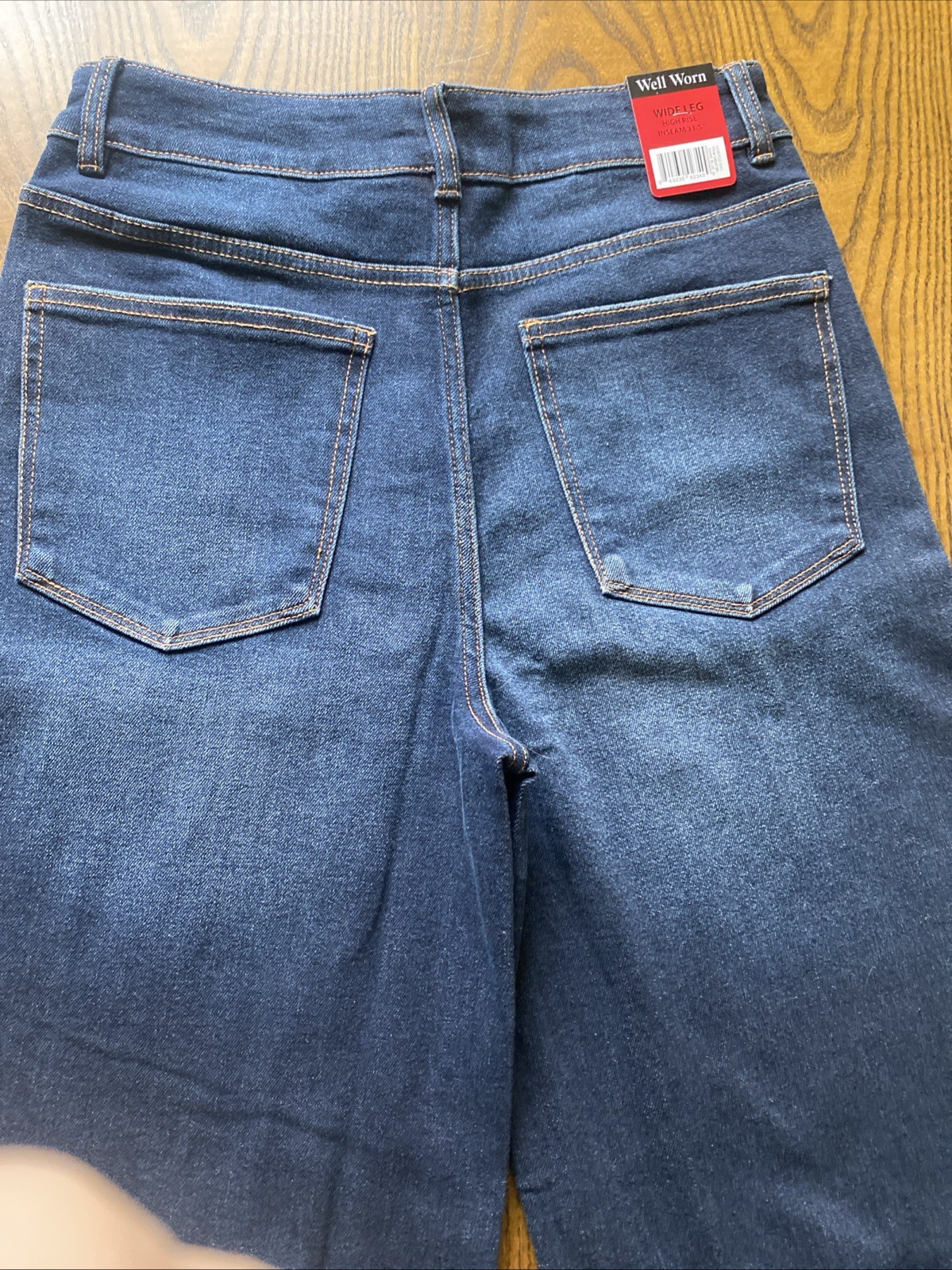 Well Worn Women's Wide Leg High Rise Jeans, Dark Blue, Size 8/29 (inseam 31.5)