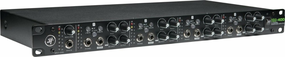 Mackie HM-400 4-Channel Rack Mountable 7 Segment LED Display Headphone Amplifier