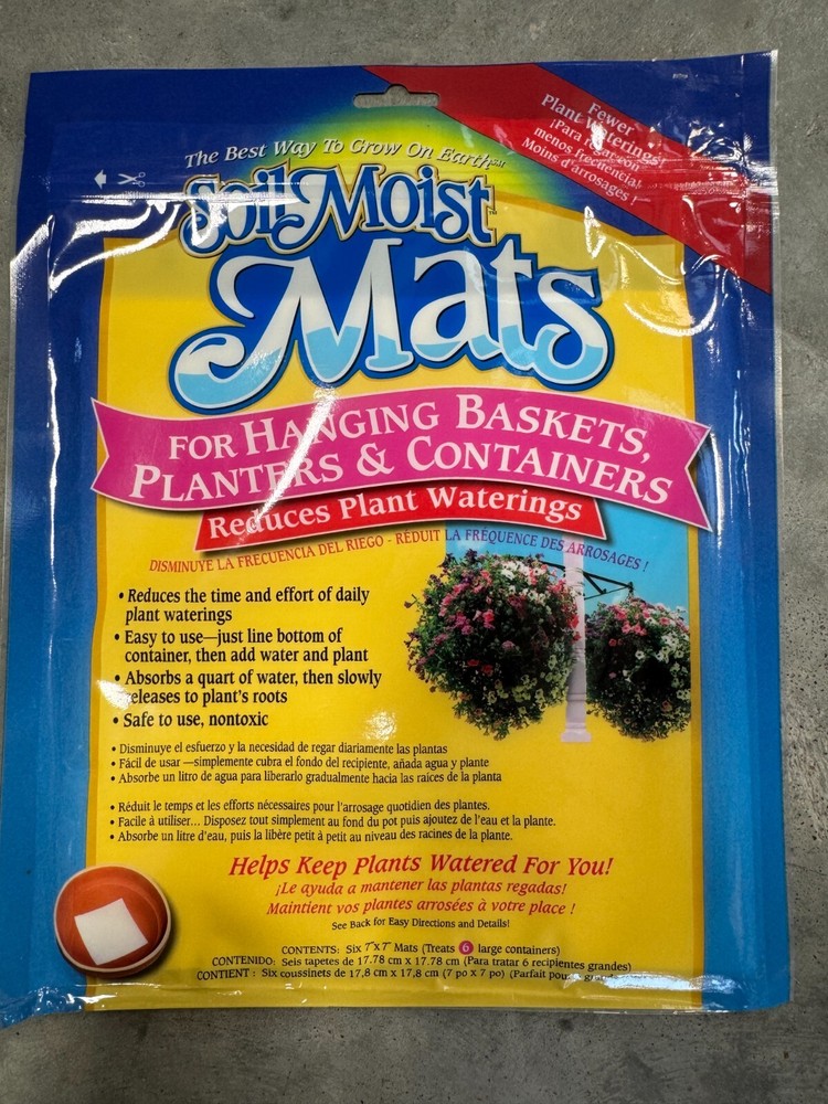 Soil Moist Mats for hanging baskets, planters, & containers - 6pc