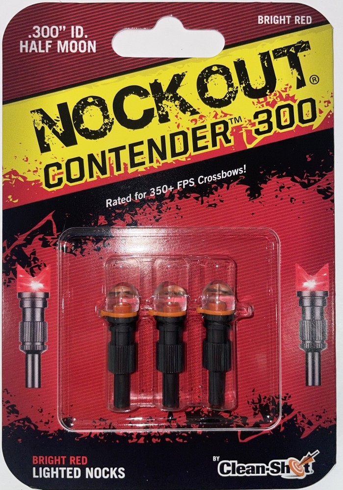 NockOut Lighted Nocks .300" ID Half Moon Red 3 Pack