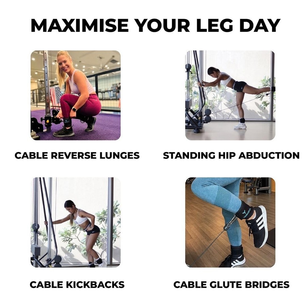 Ankle Straps for Cable Machines Glute Kickback Attachments for Workouts