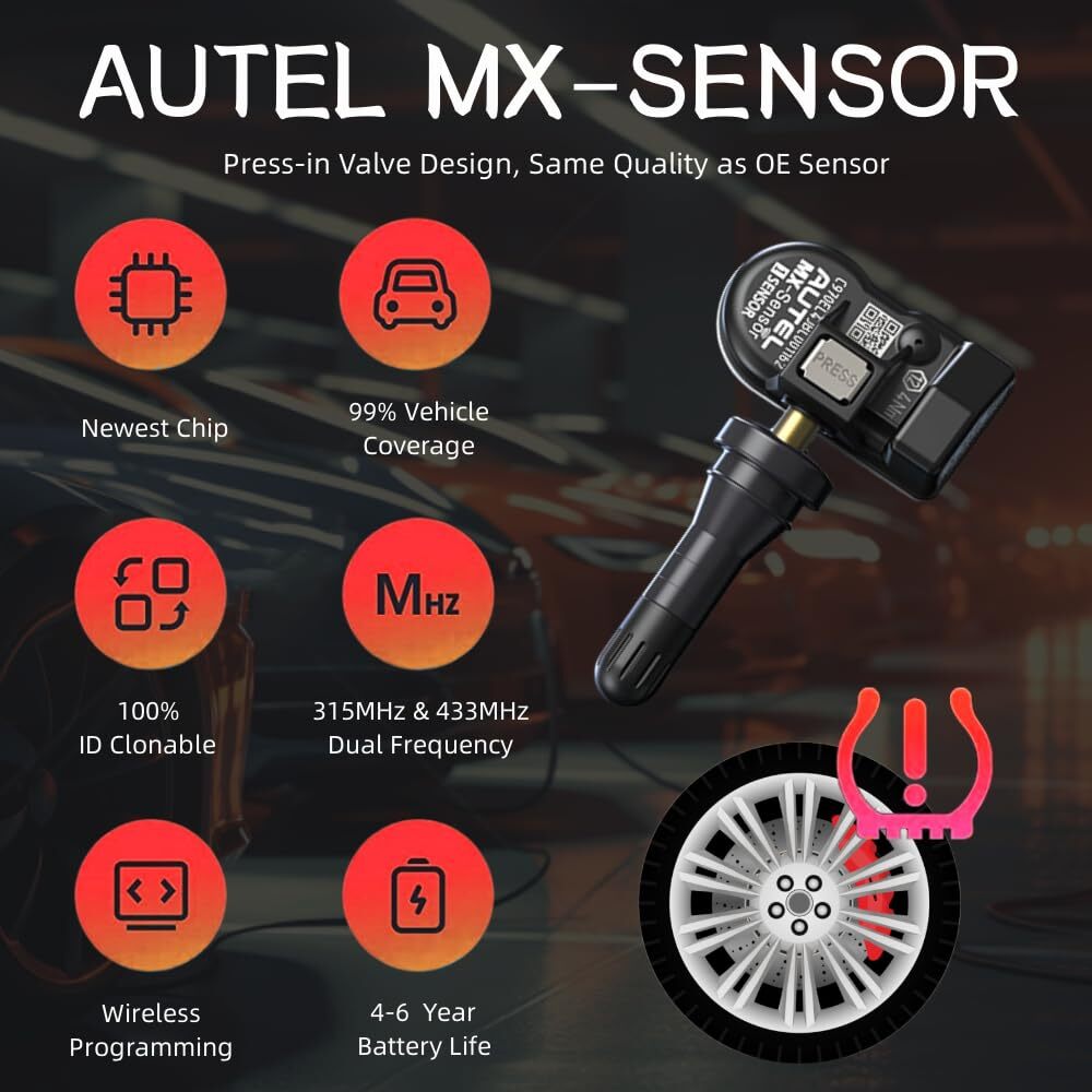 Autel MX-Sensor Universal Programmable TPMS Sensor 315 & 433MHz Pressure Sensor