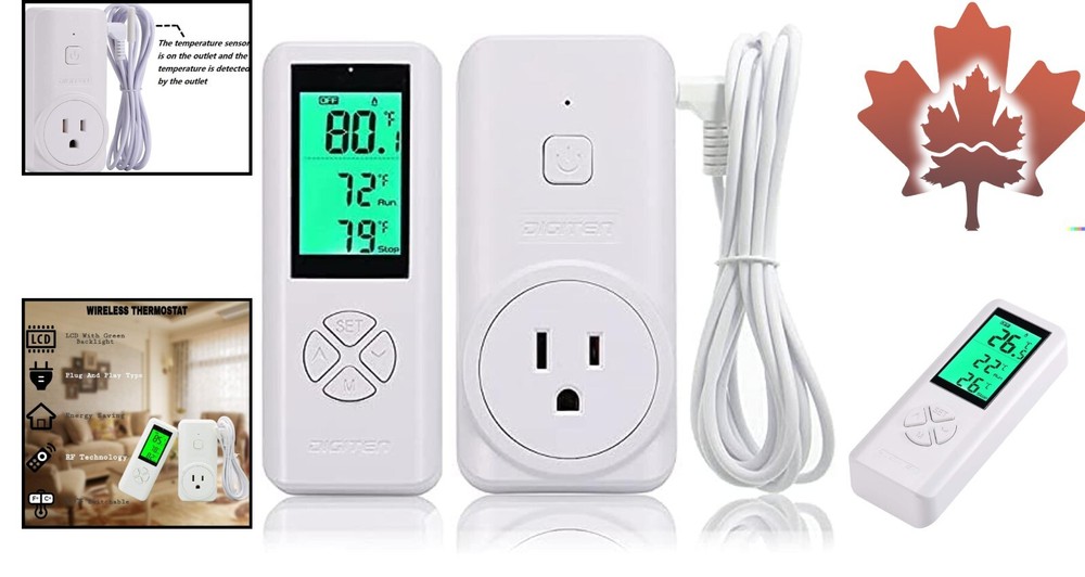 Wireless Temperature Controller Thermostat Outlet - Heating Cooling - Greenhouse