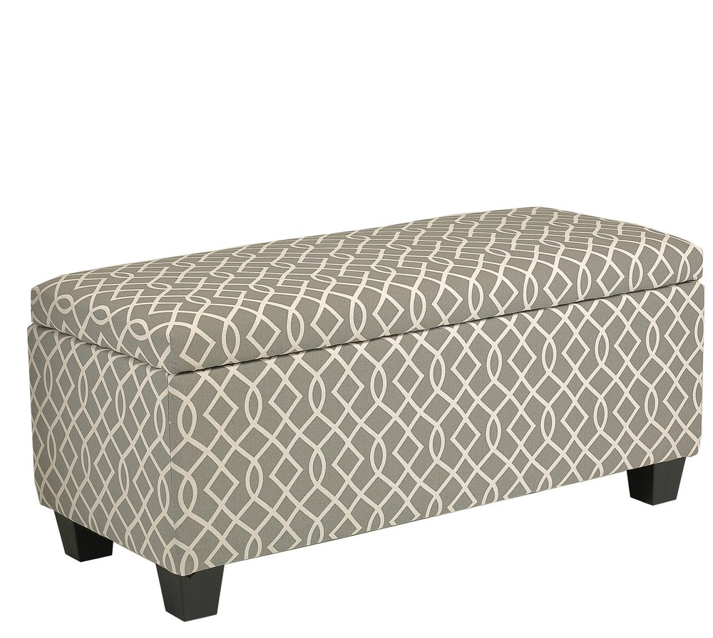 Cortesi Home Kiki Upholstered Storage Ottoman, Grey Pattern