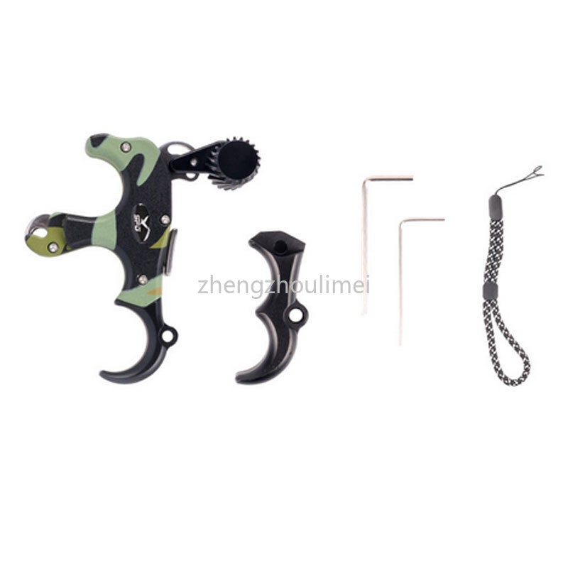 Adjustable 3 4 Finger Grip Archery Thumb Trigger Release compound Bow wrist rope