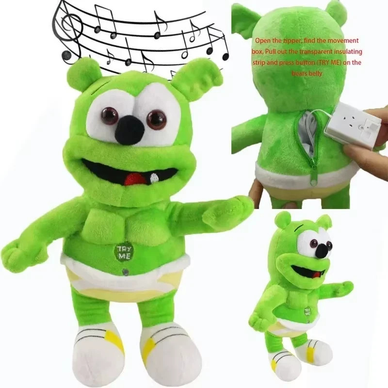 NEW Gummy Bear Plush Green Singing Bear Toy Christmas Celebration Props Toys