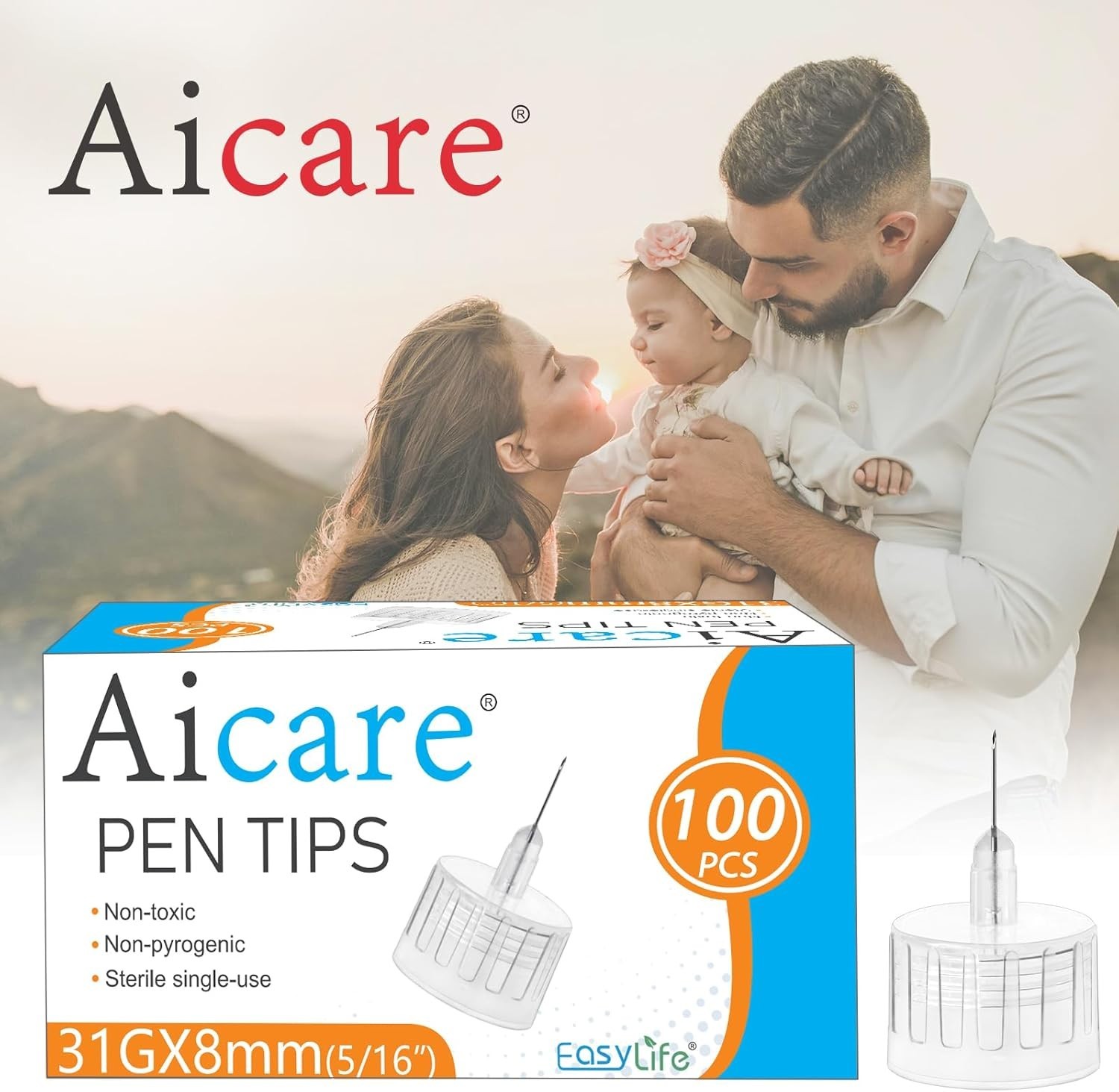 Pen Tips Silicone 31G x 8mm Box of 100 Extra-Thin Wall for Universal Fit