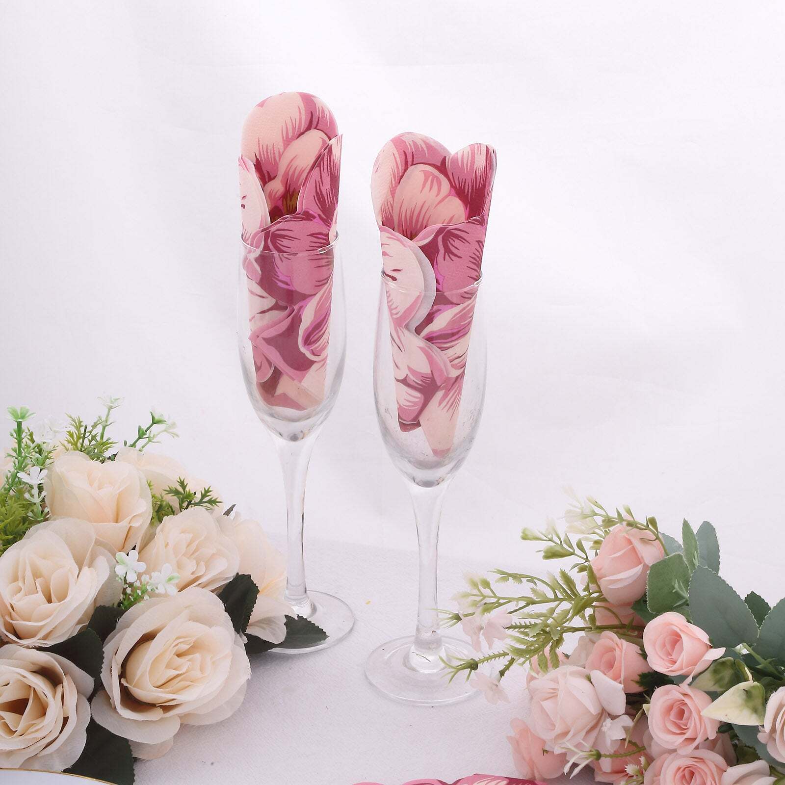 20 Pink Peony Flower Shaped Disposable Cocktail Paper NAPKINS Party Decorations