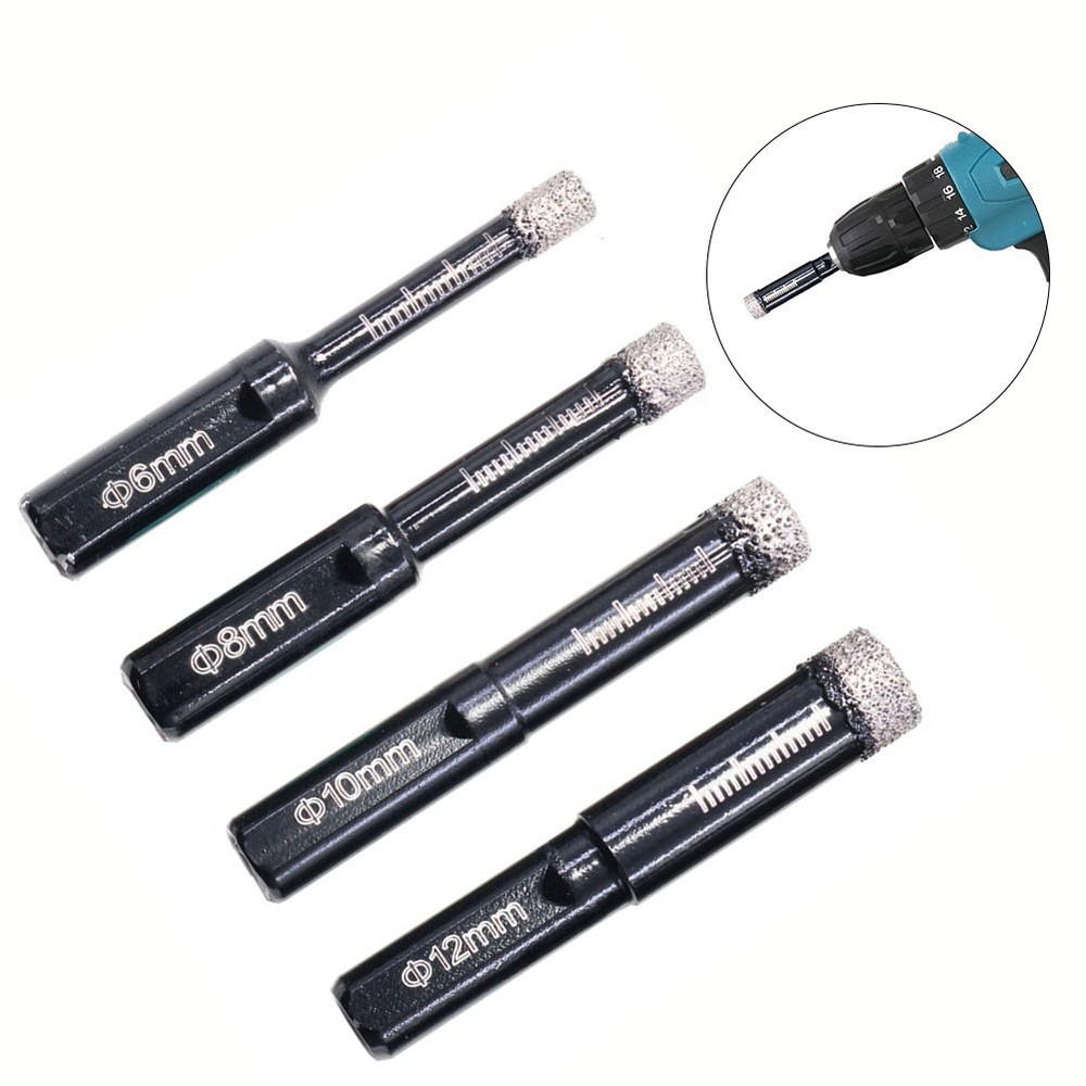 6-12mm Dry Ceramic Tile Drill Bit Triangular Shank Brazing Hole Opener Drilling