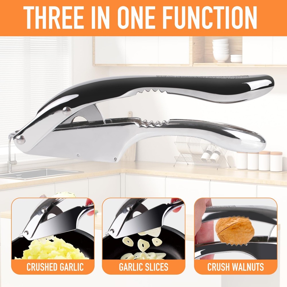 Garlic Press & Slicer 2-in-1 Mincer Crusher Kitchen Tool