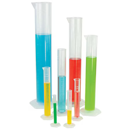 DIAMOND ESSENTIALS 3703-2M PMP Class B Graduated Measuring Cylinders, Tall