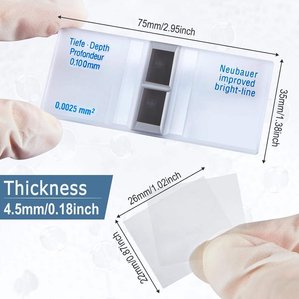 Improved Neubauer Hemocytometer Cell Counting Chamber +Bright Line Hemocytometer
