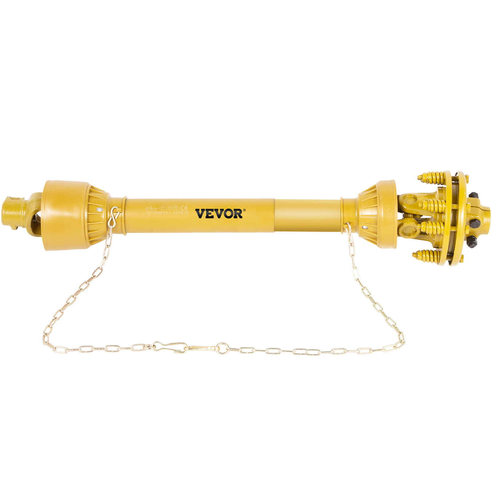 VEVOR PTO Shaft PTO Drive Shaft 1-3/8"x6 Spline w/Slip Clutch Yellow T4 31.5-41"