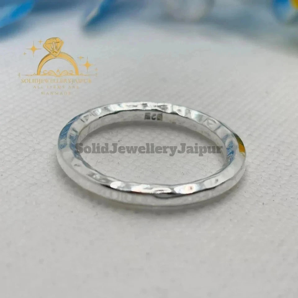 925 Sterling Silver Band Band Ring Hammered Band Ring Thumb Ring Statement Ring