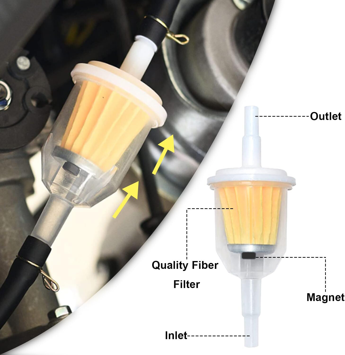 20Pcs Motor Inline Gas Oil Fuel Filter Small Engine For 1/4'' 5/16" Line US