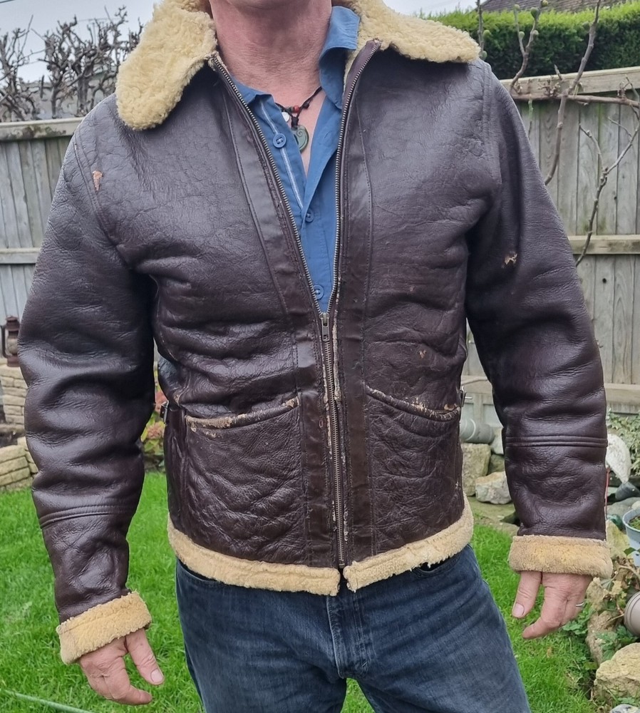 WW2 Original Flying Jacket Shearling Sheepskin Leather
